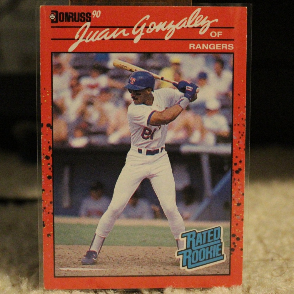 1990 Donruss Juan Gonzalez RC #33 Reverse Negative Rated Rookie Error Card